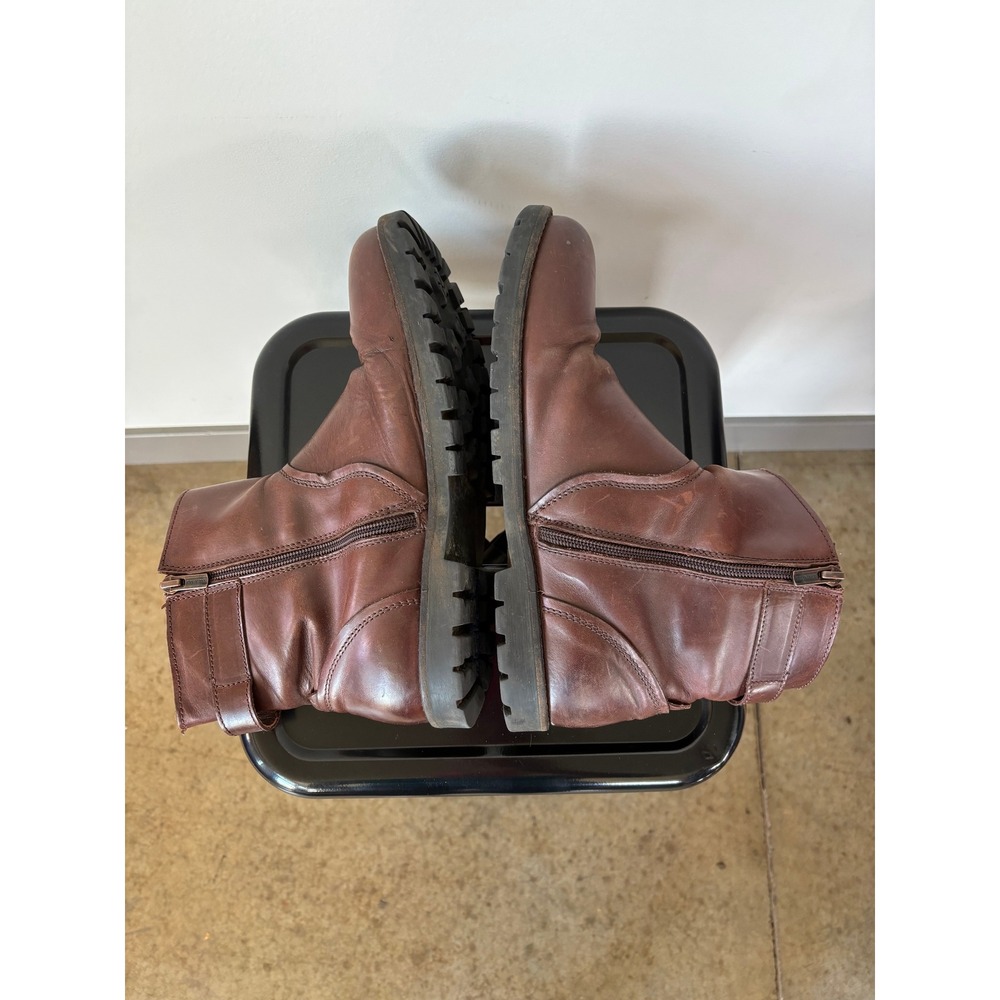 Birkenstock Collins Brown Leather Ankle Boots Side Zip Buckle Lug Sole Mens 41 - Picture 3 of 7
